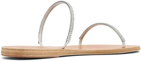 Ancient Greek Sandals crystal-embellished double-strap slides Silver