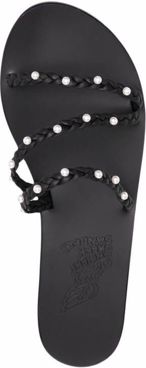 Ancient Greek Sandals Ekaterini pearl-embellished sandals Black