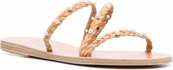 Ancient Greek Sandals Ekaterini pearl leather sandals Neutrals