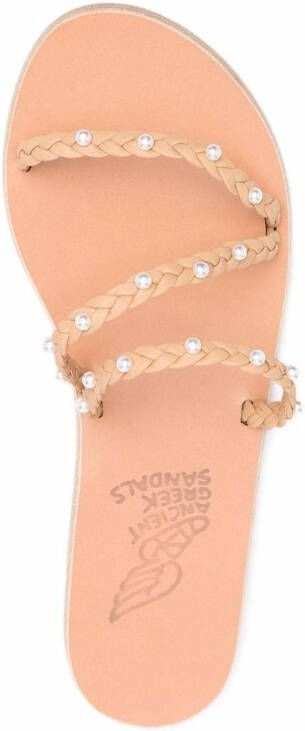 Ancient Greek Sandals Ekaterini pearl leather sandals Neutrals