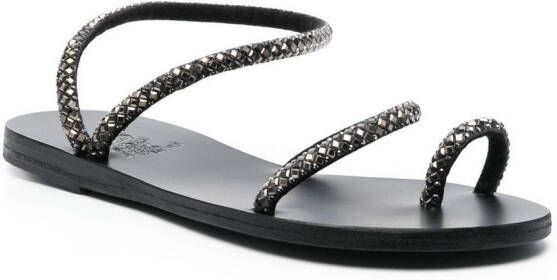 Ancient Greek Sandals Eleftheria crystal-embellished sandals Black