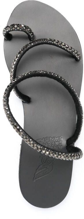 Ancient Greek Sandals Eleftheria crystal-embellished sandals Black