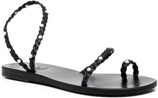 Ancient Greek Sandals Eleftheria pearl-embellished sandals Black