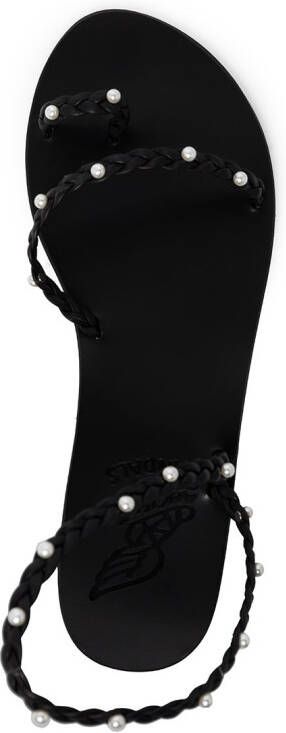 Ancient Greek Sandals Eleftheria pearl-embellished sandals Black