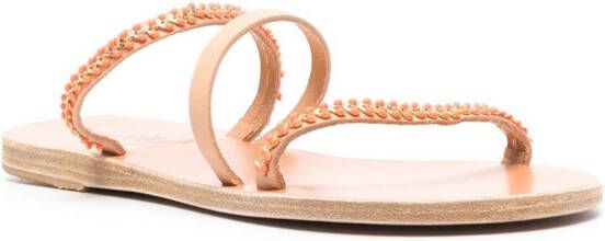 Ancient Greek Sandals flat enamel-detail slides Brown