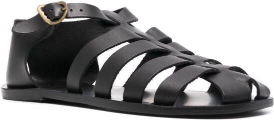 Ancient Greek Sandals Homer caged leather sandals Black