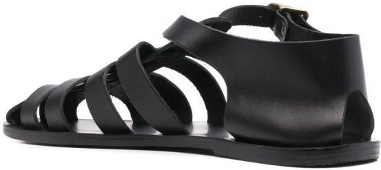 Ancient Greek Sandals Homer caged leather sandals Black