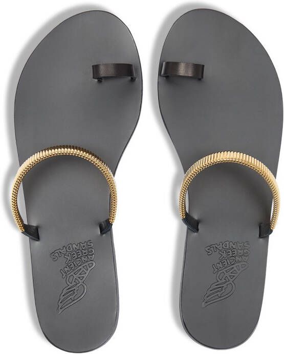 Ancient Greek Sandals Konaki chain-embellished sandals Black