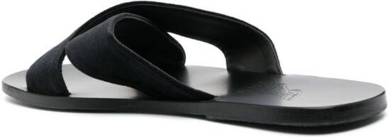 Ancient Greek Sandals Kritonas leather slides Black