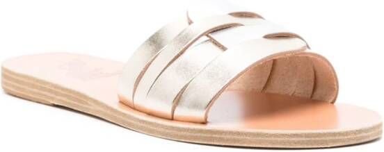 Ancient Greek Sandals metallic-leather slides Silver