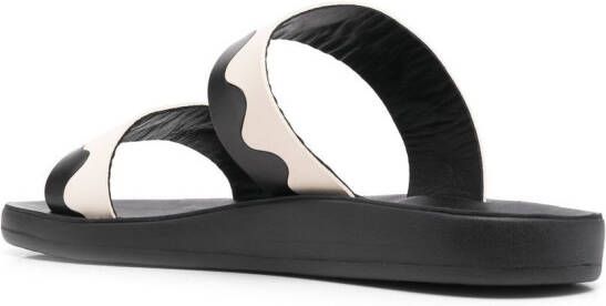 Ancient Greek Sandals Paralia two-tone leather slides Black