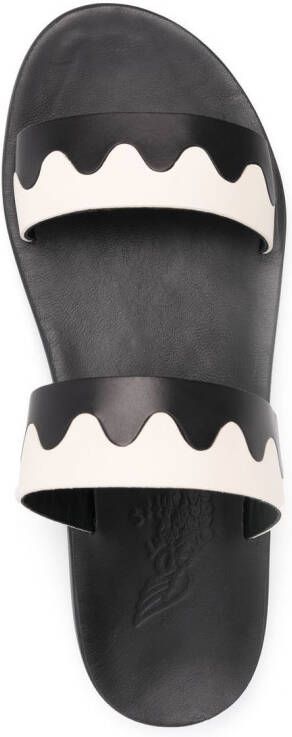Ancient Greek Sandals Paralia two-tone leather slides Black