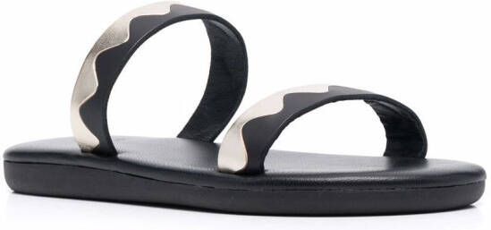 Ancient Greek Sandals Paralia zigzag-band leather sandals Black