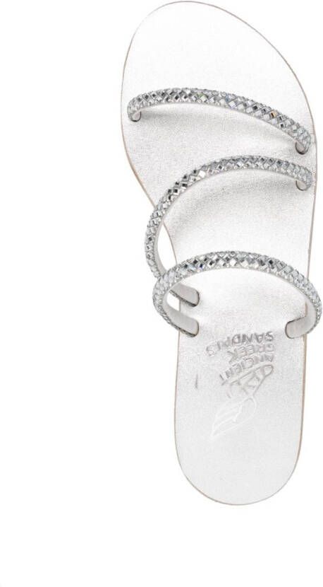 Ancient Greek Sandals Polytimi crystal-embellished slides Silver