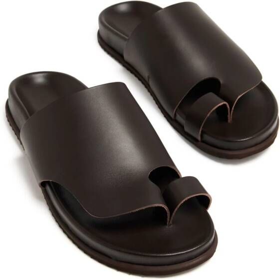 Ancient Greek Sandals round-toe leather sandals Brown