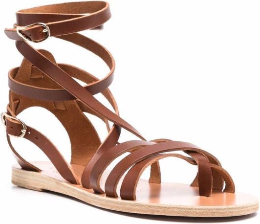 Ancient Greek Sandals Satira gladiator leather sandals Brown