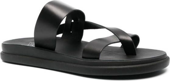 Ancient Greek Sandals Simos leather slides Black