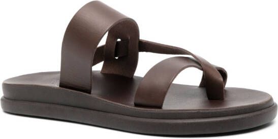 Ancient Greek Sandals Simos leather slides Brown