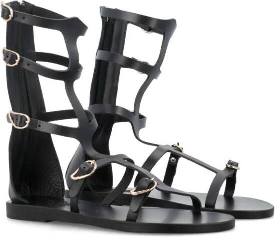 Ancient Greek Sandals Siren caged leather sandals Black