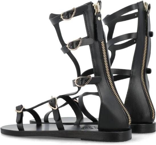 Ancient Greek Sandals Siren caged leather sandals Black