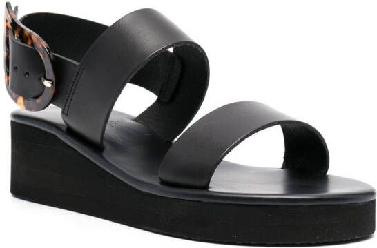 Ancient Greek Sandals wedged double-strap sandals Black
