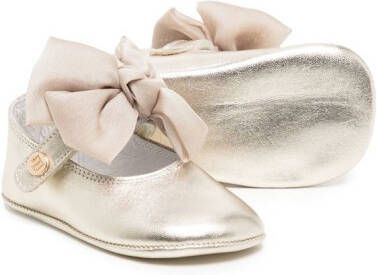 ANDANINES bow-detail leather ballerina shoes Gold