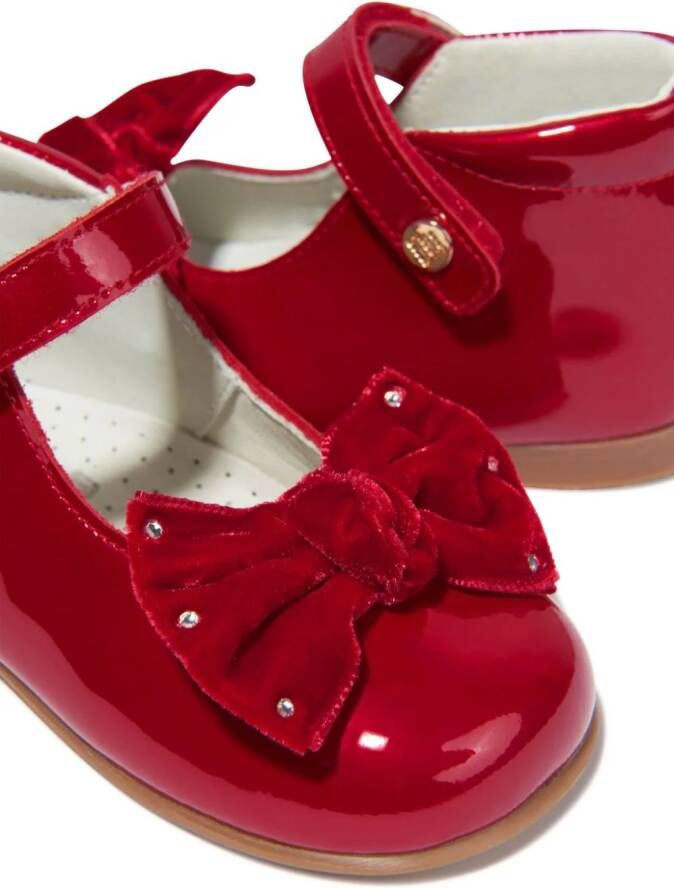 ANDANINES bow-detail leather ballerina shoes Red