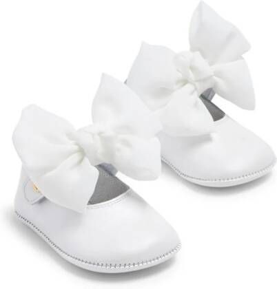 ANDANINES bow-detail leather ballerina shoes White
