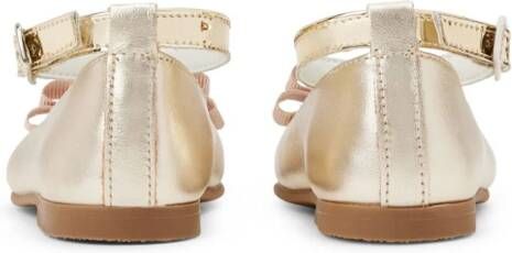 ANDANINES bow-detail metallic ballerina shoes Gold
