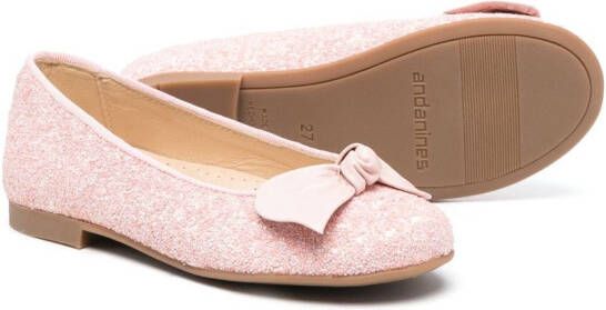 ANDANINES bow-detail round-toe ballerinas Pink