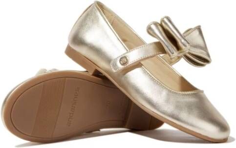 ANDANINES bow-detailing leather ballerina shoes Gold