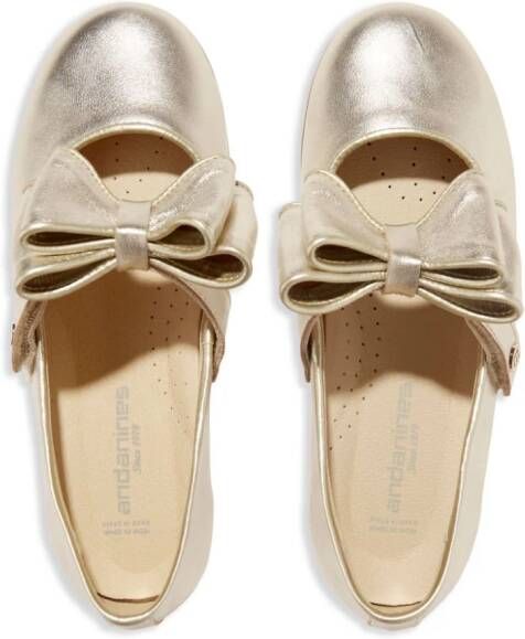 ANDANINES bow-detailing leather ballerina shoes Gold