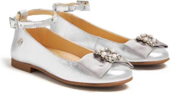 ANDANINES bow-embellished ballerina shoes Silver