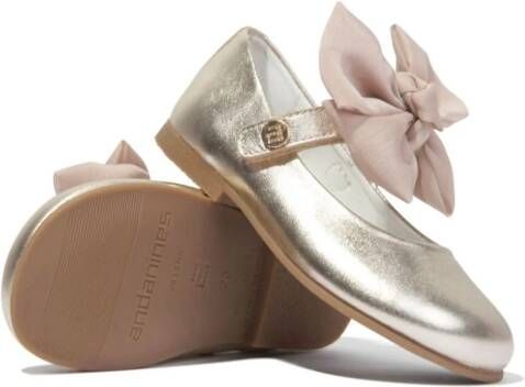 ANDANINES bow-embellished leather ballerina shoes Gold
