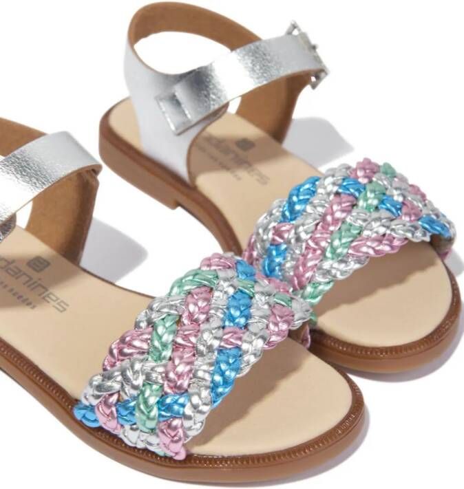 ANDANINES braided leather sandals Silver