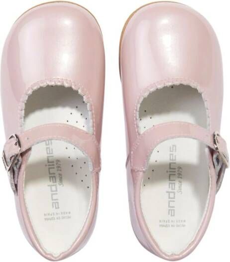 ANDANINES buckled leather ballerina shoes Pink