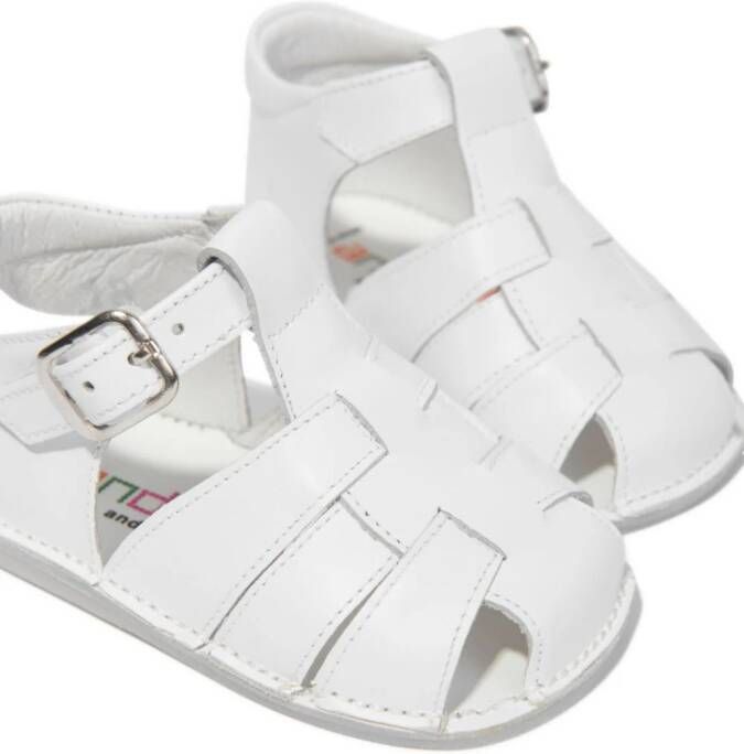 ANDANINES caged leather sandals White