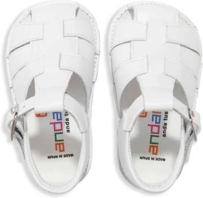 ANDANINES caged leather sandals White