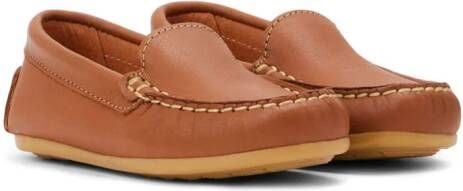 ANDANINES contrast-stitch leather loafers Brown