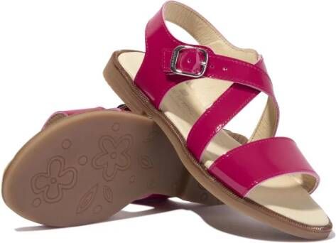ANDANINES cross-straps leather sandals Pink