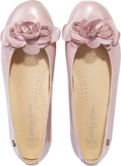 ANDANINES floral-appliqué ballerina shoes Pink