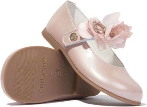 ANDANINES floral-appliqué leather ballerina shoes Pink