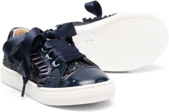 ANDANINES glittery leather sneakers Blue