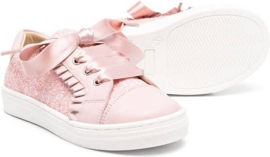 ANDANINES glittery leather sneakers Pink