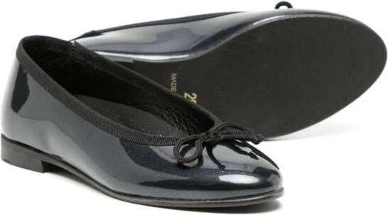 ANDANINES high-shine bow ballerina shoes Black