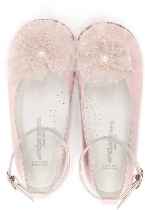 ANDANINES lace-detail ballerina shoes Pink