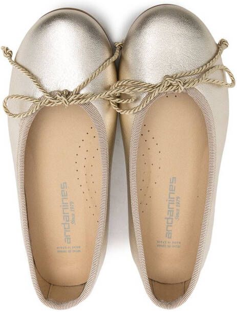 ANDANINES metallic ballerina pumps Gold