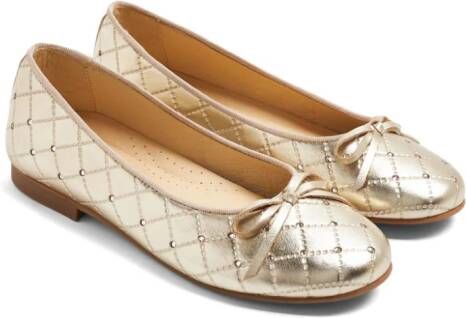 ANDANINES metallic-effect quilted ballerina shoes Gold