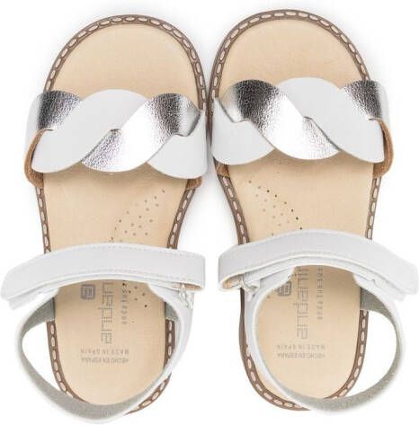 ANDANINES metallic-finish open toe sandals White