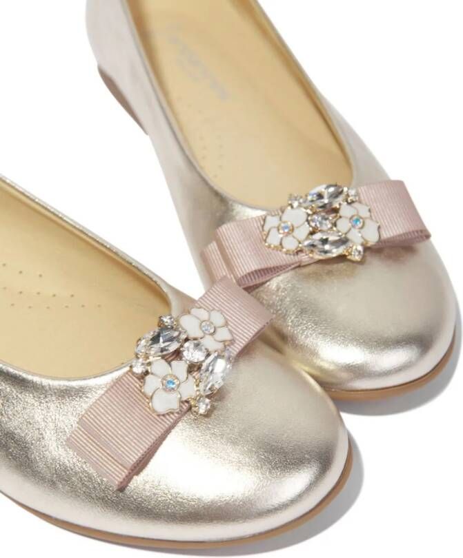 ANDANINES metallic leather ballerina shoes Gold